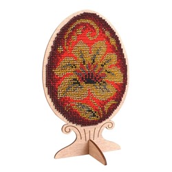 Набор для вышивания бисером на деревянной основе "Бисерное яйцо. Хохломская роспись"