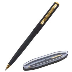 Ручка подарочная шариковая BRAUBERG "Maestro", СИНЯЯ, корпус черный с золотистым, 143470