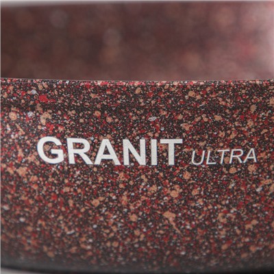 Сковорода Granit ultra red, d=26 см, пластиковая ручка, стеклянная крышка, антипригарное покрытие, цвет коричневый