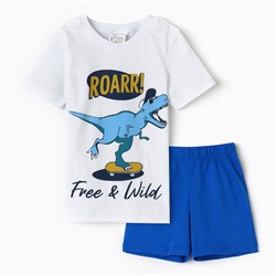 Комплект для мальчика (футболка/шорты) "Roarr", цвет белый/синий, рост 98-104