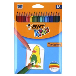 Карандаши пластиковые 18 цветов, BIC Kids Tropicolors, микс