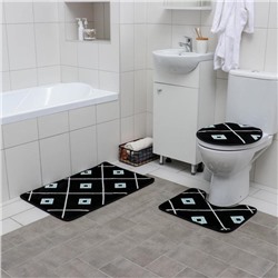Набор ковриков для ванной и туалета Доляна «Плитка», 3 шт: 50×80, 50×40, 43×38 см