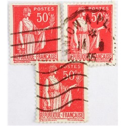 Марка 50 сантимов, Франция, Аллегория мира (розовый) 1932-1933 год
