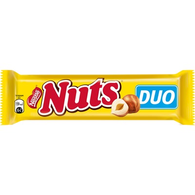 Nuts®. DUO. Конфета с фундуком. Шоколадный батончик с фундуком 66г