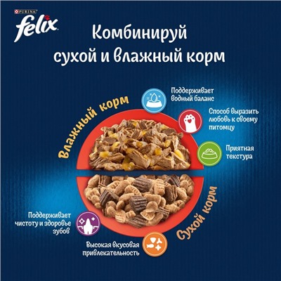 Сухой корм FELIX "Двойная вкуснятина" для кошек, мясо, 600 г
