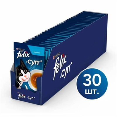 Влажный корм Felix Суп с треской, для кошек, 48 г