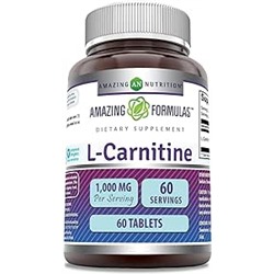 Amazing Formulas L-Carnitine Supplement | 1000 Mg | 60 Tablets | Non-GMO | Gluten Free | Made in USA