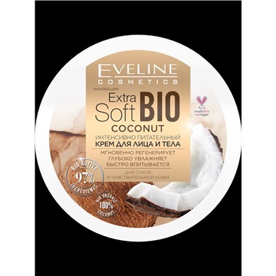 Eveline Extra Soft Bio Coconut Крем Интенсивно питательный д/лица и тела (200мл)