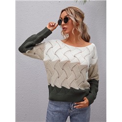 SHEIN LUNE Pullover mit Bootshals und Farbblock