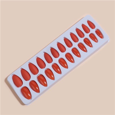 Накладные ногти, 24 шт, с клеевыми пластинами, форма миндаль, полное покрытие, цвет коралловый