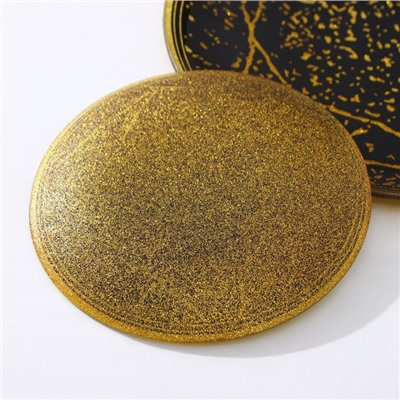 Набор столовый «Камень», 7 предметов: d=30 см - 1 шт, d=18 см - 6 шт, цвет чёрный с золотым