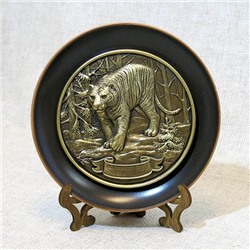 Тарелка керамическая с литой каменной накладкой Тигр, 7028