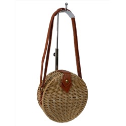 Круглая плетеная сумка из соломы , цвет песочный