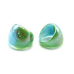 Перстень из муранского стекла модель2 цв.зелено-голубой