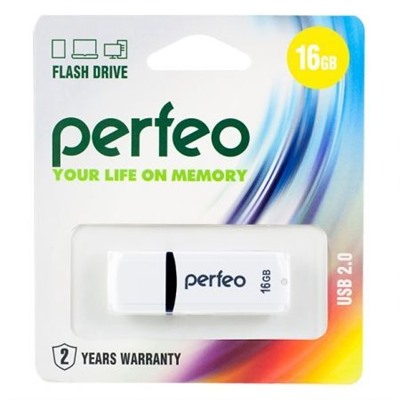 16Gb Perfeo C02 White USB 2.0 (PF-C02W016)