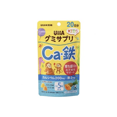 UHA Mikakuto детские витамины (кальций и железо со вкусом манго, ананас)