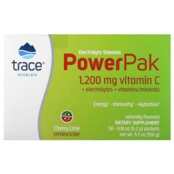 Trace Minerals Research Электролит Stamina PowerPak, вишневый лайм, 30 пакетов по 0,18 унции (5,2 г) каждый