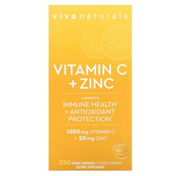 Viva Naturals Витамин С + цинк, 250 растительных капсул
