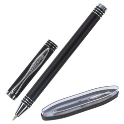 Ручка подарочная шариковая BRAUBERG Magneto, СИНЯЯ, корпус черный с хромированными деталями, 143494