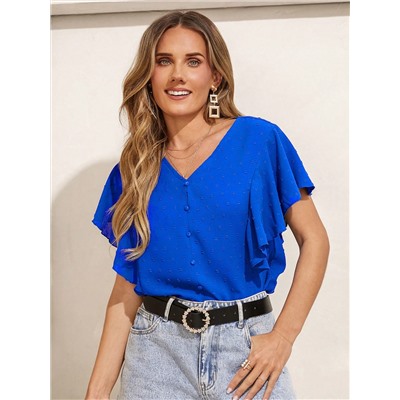 SHEIN Clasi Rüschen Kurzärmelige Bluse Für Frauen