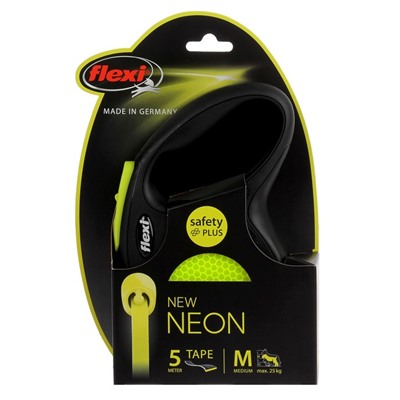 Рулетка Flexi New Neon M (до 25 кг) 5 м лента, неон