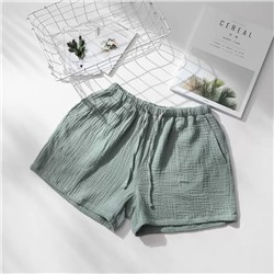 Пижамные шорты унисекс зелёные размер L