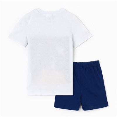 Комплект для мальчика (футболка/шорты) "Астронавт на луне", цвет белый/синий, рост 98-104