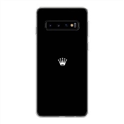 Силиконовый чехол Белая корона на черном фоне на Samsung Galaxy S10 Plus