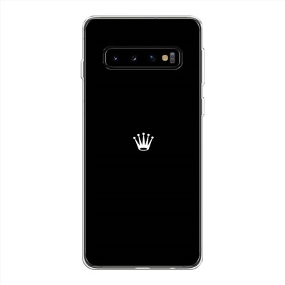 Силиконовый чехол Белая корона на черном фоне на Samsung Galaxy S10 Plus