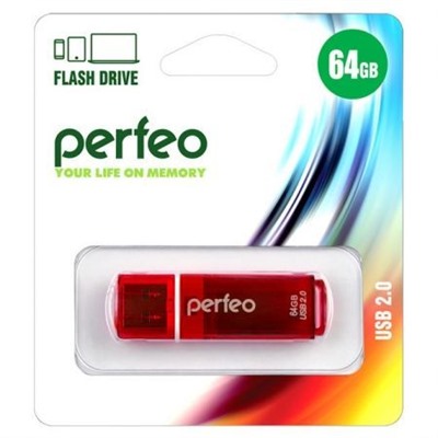 64Gb Perfeo C13 Red USB 2.0 (PF-C13R064)