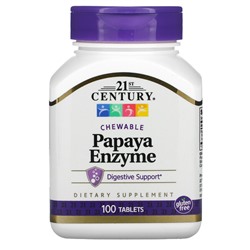 21st Century Papaya Enzyme, Chewable, 100 Tablets