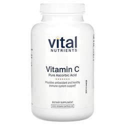 Vital Nutrients Витамин С, чистая аскорбиновая кислота, 220 веганских капсул