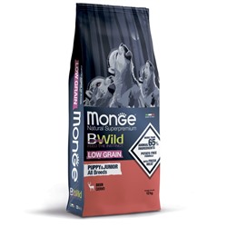 Сухой корм Monge Dog BWild LOW GRAIN Puppy & junior низкозерновой для щенков, олень, 12 кг