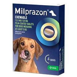 Milprazon Kautabletten 12.5/125mg Für Hunde 5kg-25kg (11-55.1lbs) - 4 Kauartikel