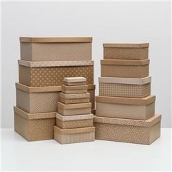Набор подарочных крафтовых коробок 15 в 1 «Универсальный», 12 х 7 х 4 см - 46,6 х 35,2 х 17.5 см