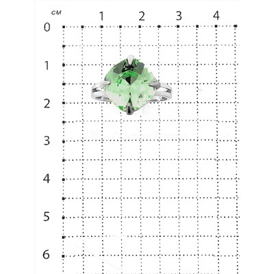 Кольцо из серебра с кристаллом Swarovski светло-зелёный родированное 925 пробы кл-017-238