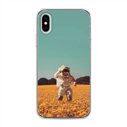 Силиконовый чехол Космонавт в поле на iPhone X (10)