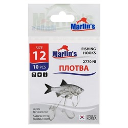 Крючок Marlin's ПЛОТВА 2770 NI №12 , 10 шт.