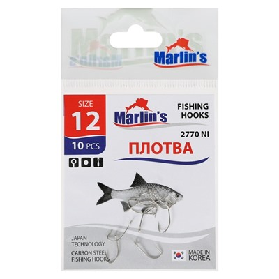 Крючок Marlin's ПЛОТВА 2770 NI №12 , 10 шт.