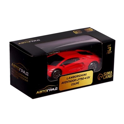 Машина металлическая LAMBORGHINI AVENTADOR LP750-4 SV, 1:64, цвет красный