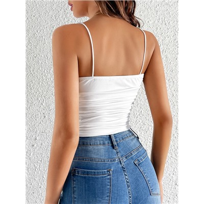 SHEIN Tall Cami Top mit Drapiertem Kragen, Rüschen