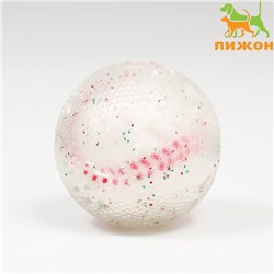 Игрушка для собак"Мяч бейсбол-косточки 2 в 1",TPR+винил,7,5 см, прозрачная/белая