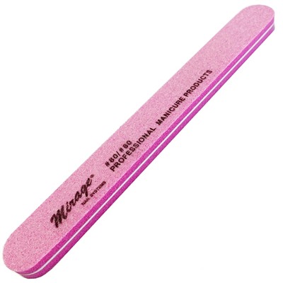 MIRAGE Пилка-баф 80-80 (180грит) узкая прямая розовая