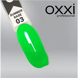 Камуфлирующая цветная база для гель-лака Oxxi Professional Summer Base 3, ярко-салатовая, 10мл