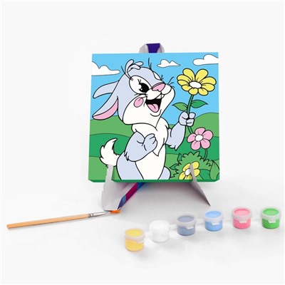 Картина по номерам на подставке «Заяц с цветком» 15 × 15 см