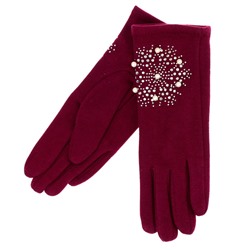 Трикотажные перчатки со стразовым декором "Снежинка" //