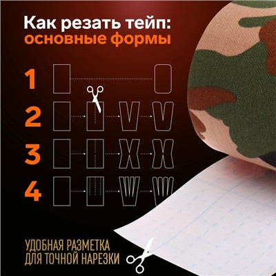 Кинезио-тейп, 7,5 см × 5 м, цвет камуфляж