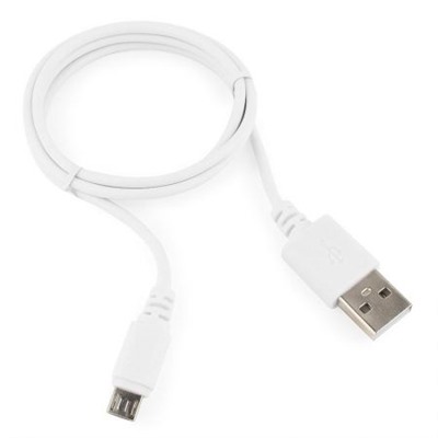 Кабель USB 2.0 Am=>micro B - 1.0 м, белый, Cablexpert (CC-mUSB2-AMBM-1MW)