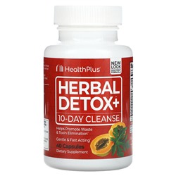 Health Plus Herbal Detox+, 10-дневное очищение, 40 капсул