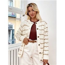 SHEIN Damen Strickjacke mit Cable-Strick Muster und Knopfverschluss, dickes Gestrick